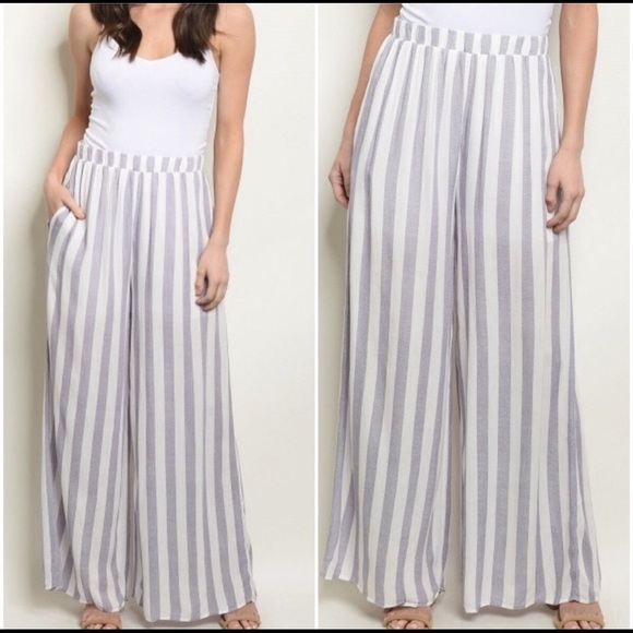 Lavender Striped Wide Leg Pants - Picture 1 of 2